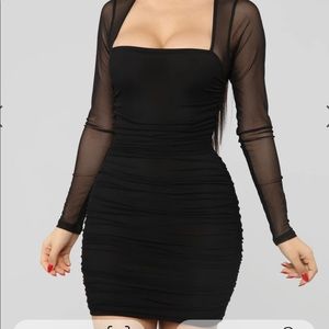 Black fashion nova mini mesh dress